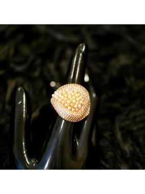 21kgp Dubai Jewelry Elegant Gold Pearl Ring